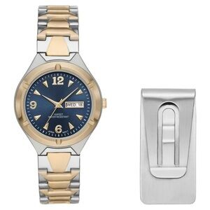 George Men's 2 Piece Two Tone Silver and Gold Watch and Money Clip Set